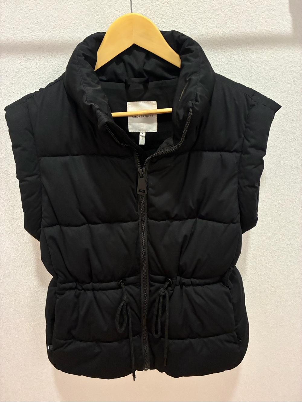 Avec Les Filles Black Quilted Puffer Vest Size S